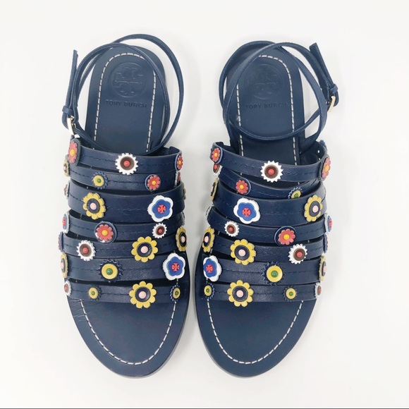 Tory Burch Floral Marguerite Flat Sandals Size 9 - Picture 3 of 10